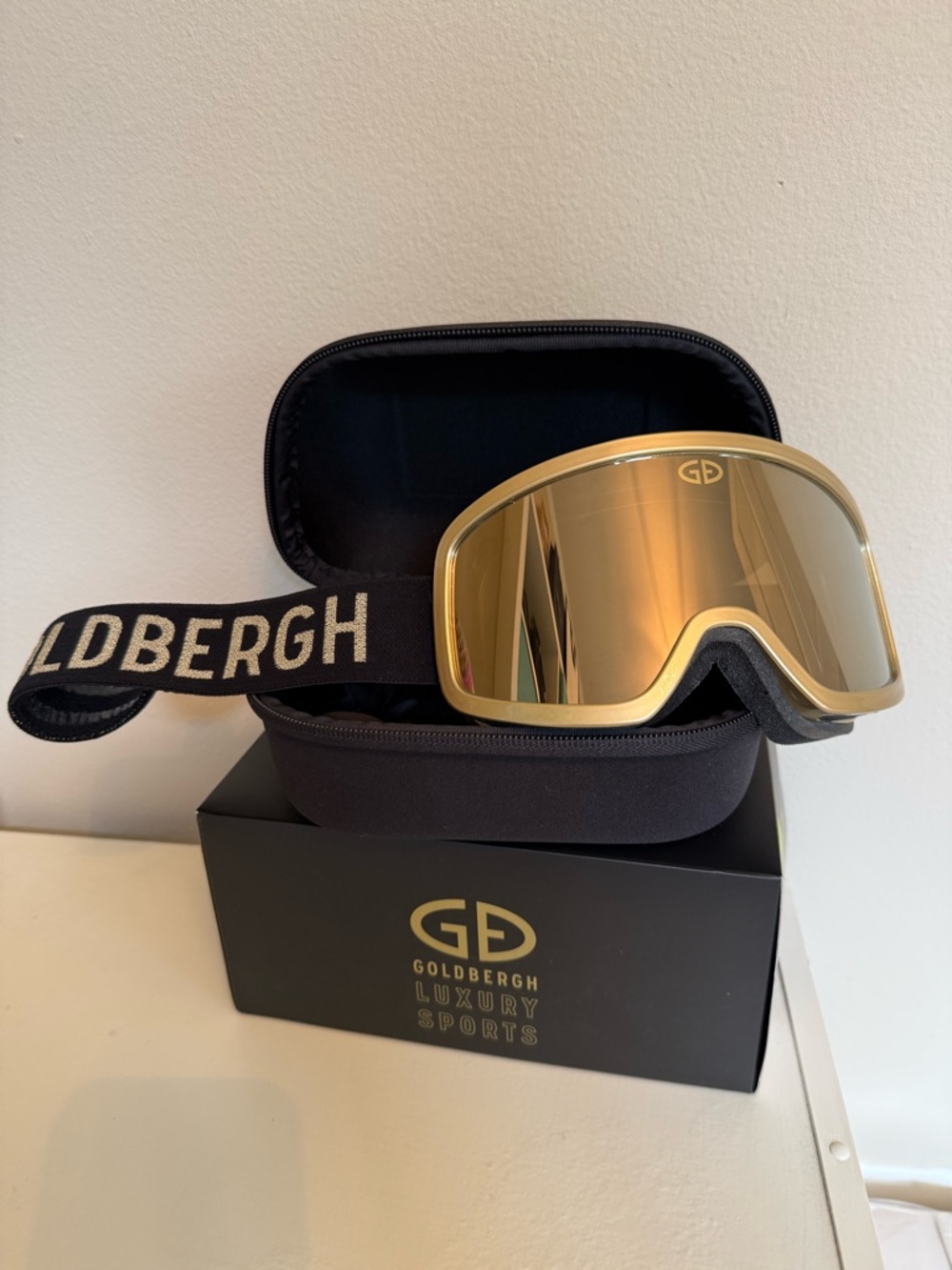 Goldbergh Gold Lens Ski Goggles with Black Branded Strap